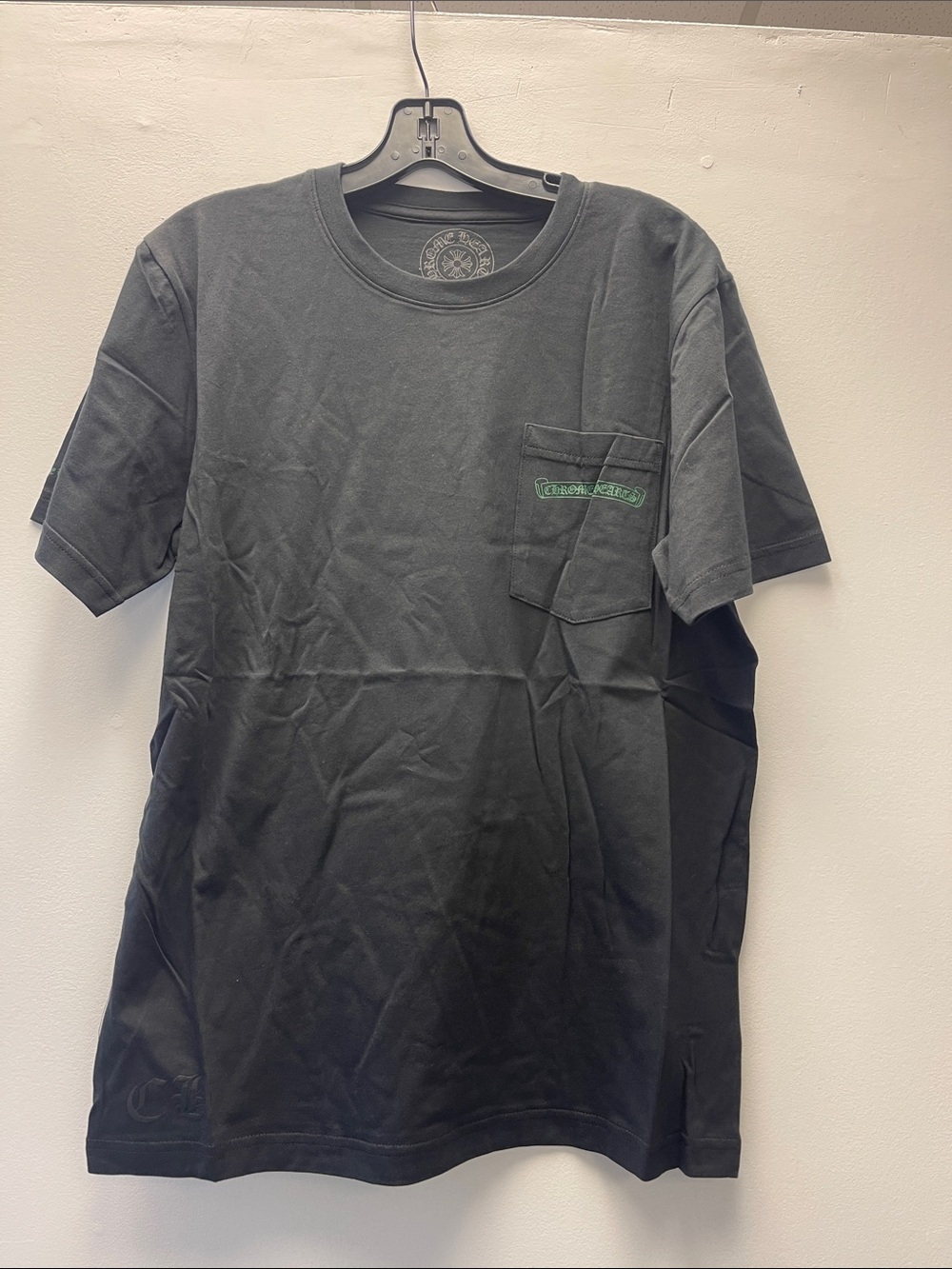 Chrome Hearts Black Short Sleeve Pocket Tee with Green Logo Accent Brand New 💯